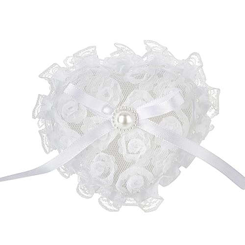 SELVFZ Elegante Spitzenschleppringe Herzformbox Für Hochzeit Schmuckausstellung Formelle Anlässe Fingerring Organisatoren Fall Herz Schmuckschatulle von SELVFZ