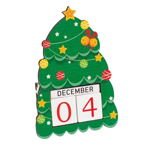 SELVFZ Handgefertigter Holz Weihnachtsfest Countdown Kalender Mit Nummerierten Fliesen Familienurlaubsaktivität Für Heimregal Holz Adventskalender Dekoration von SELVFZ