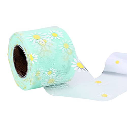 SELVFZ Hochzeits Und Verlobungsdekoration Festival Lieferungen Multi Color Gänseblümchen Muster Tüll Roll Gaze Ribbon 6cm 25 Meter Hochzeitsbedarf von SELVFZ