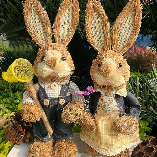 SELVFZ Künstliche Stehende Stroh Kaninchen Osterparty Dekoration Stehende Ornament 14 Festliche Party Layout Requisiten 2pcs Dekorationen Für Baum Freien Dekorationen von SELVFZ