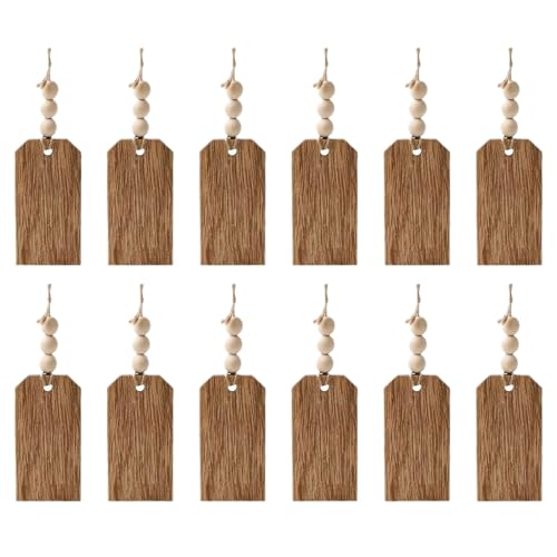 SELVFZ Packung Mit 12 Weihnachtsstrumpf Unvollendeter Holzname Tagged Hanging Labels Mit Holzperlen Für Herstellen Von Dekorationsprojekt Zimmer Tür Beschilderung von SELVFZ