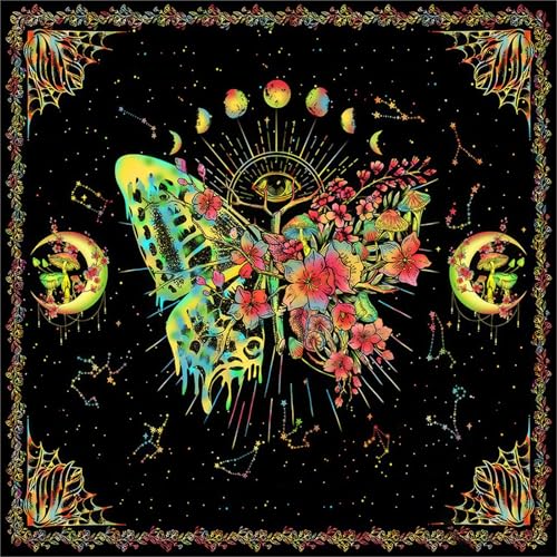 SELVFZ Tarots Tischdecke Altars Stoff Schmetterling Mond Astrologys Tischdecke Gotteskarten Tuchkapisserie Wanddekoration von SELVFZ