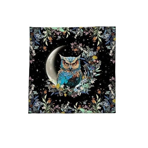 SELVFZ Tarots Tischdecke Sonnenmond/Eulenmuster Astrologie Altäre Stoff Göttisch Kartentisch Stoff Wandteppich Hexerei von SELVFZ