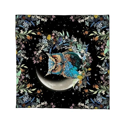 SELVFZ Tarots Tischdecke Sonnenmond/Eulenmuster Astrologie Altäre Stoff Göttisch Kartentisch Stoff Wandteppich Hexerei von SELVFZ