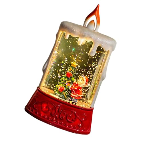 SELVFZ Weihnachtsthemen Nacht Licht Kerze Form Schneekugel Tischlampe Für Kinder Zimmer Urlaub Festliche Dekoration Tragbare Weihnachtsdekoration Licht von SELVFZ