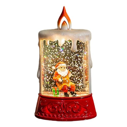 SELVFZ Weihnachtsthemen Nacht Licht Kerze Form Schneekugel Tischlampe Für Kinder Zimmer Urlaub Festliche Dekoration Tragbare Weihnachtsdekoration Licht von SELVFZ