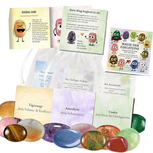 Set Von 12 Natürlichen Edelsteinen Basteln Kits Mit Führungskarten Und Kordelbeutel Für Kinder Kreatives Lernen Um Kreative Steinschmuck Kits Zu Erstellen. Set Von 12 Natürlichen Edelsteinen Basteln Kits Mit Führungskarten Und Kordelbeutel Für Kinder Kreatives Lernen Um Kreative Steinschmuck Kits Zu Erstellen. von SELVFZ