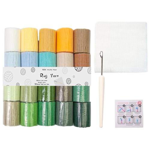 Teppichherstellung Vorräte Mit 20 Farben Acrylgarn Netto Stoff Haken Häkelnadel Für Stickereien Acryl Stickfaden Set Teppichherstellung Vorräte Mit 20 Farben Acrylgarn Netto Stoff Haken Häkelnadel Für Stickereien Acryl Stickfaden Set von SELVFZ