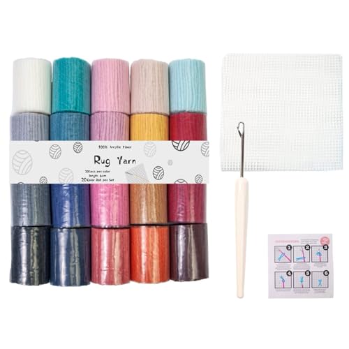 Teppichherstellung Vorräte Mit 20 Farben Acrylgarn Netto Stoff Haken Häkelnadel Für Stickereien Acryl Stickfaden Set Teppichherstellung Vorräte Mit 20 Farben Acrylgarn Netto Stoff Haken Häkelnadel Für Stickereien Acryl Stickfaden Set von SELVFZ