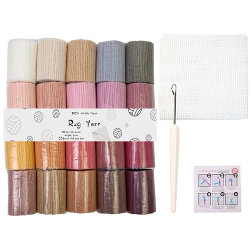 Teppichherstellung Vorräte Mit 20 Farben Acrylgarn Netto Stoff Haken Häkelnadel Für Stickereien Acryl Stickfaden Set Teppichherstellung Vorräte Mit 20 Farben Acrylgarn Netto Stoff Haken Häkelnadel Für Stickereien Acryl Stickfaden Set von SELVFZ
