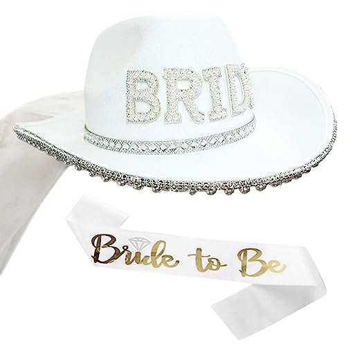 Cowboyhut für die Braut, Junggesellinnenabschied, Brauthut, Cowgirl-Hut, Brautparty-Hut, Brautparty, zukünftige Braut, für Brautparty von SELiLe