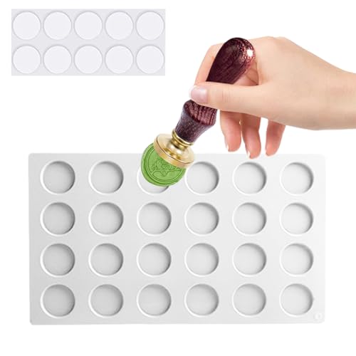 Pad für Wachssiegel Stempel,Wachssiegel Silikon Pad,Silikonform für Wachssiegel,Flache Runde Scheibe Silikonform Schale Epoxidharz zum Wachsen mit Klebstoff DIY Craft,24 Mulden von SEMINISMAR