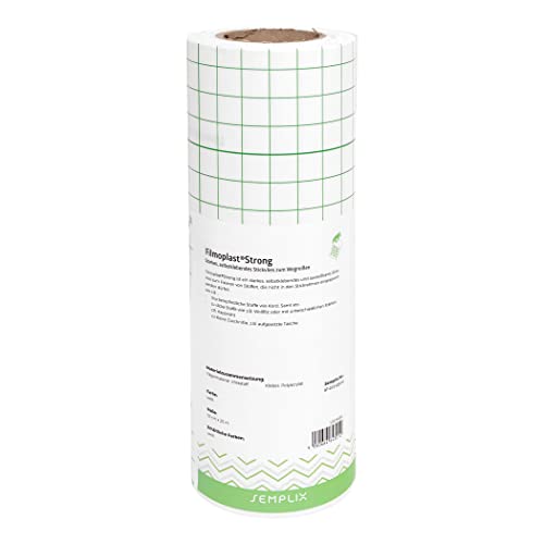 Filmoplast® Strong selbstklebendes, ausreißbares Stickvlies zum Fixieren von druckempfindlichen Stoffen (Kord, Samt, etc.) (weiß, 33 cm x 25 m) von SEMPLIX