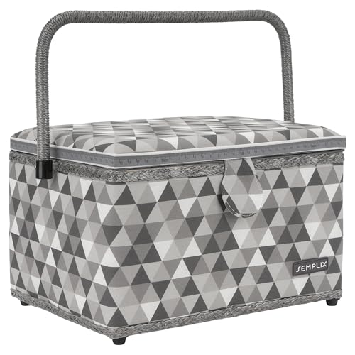 SEMPLIX Nähkorb Diamond Nähkästchen mit Magnetverschluss, Tragegriff (30,5x22,5x19cm) (Anthrazit/Grau) von SEMPLIX