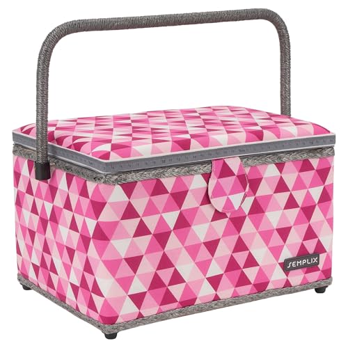 SEMPLIX Nähkorb Diamond Nähkästchen mit Magnetverschluss, Tragegriff (30,5x22,5x19cm) (Beere/Rosa) von SEMPLIX