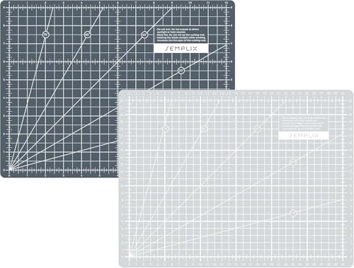 SEMPLIX Selbstheilende Schneidematte A0-A4 - Grün, Rosa, Grau, Türkis, Lila - Ideal fürs Basteln, Nähen & Patchworken - Beidseitig Bedruckt - Vorderseite cm Rückseite inch Bemaßung (Hellgrau-Grau, A4) von SEMPLIX