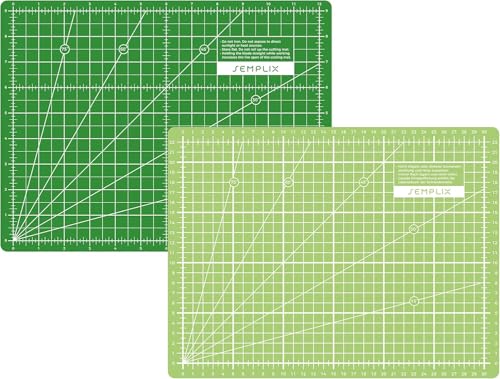 SEMPLIX Selbstheilende Schneidematte A0-A4 - Grün, Rosa, Grau, Türkis, Lila - Ideal fürs Basteln, Nähen & Patchworken - Beidseitig Bedruckt - Vorderseite cm Rückseite inch Bemaßung (Hellgrün-Grün, A4) von SEMPLIX