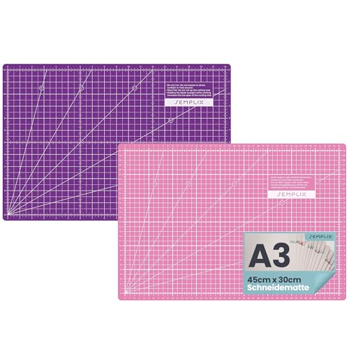 SEMPLIX Selbstheilende Schneidematte A3 in Grün, Rosa, Grau, Türkis, Lila. Ideal fürs Basteln, Nähen und Patchworken. 45x30 Beidseitig Bedruckt. Vorderseite cm, Rückseite inch Bemaßung SEMPLIX Selbstheilende Schneidematte A3 in Grün, Rosa, Grau, Türkis, Lila. Ideal fürs Basteln, Nähen und Patchworken. 45x30 Beidseitig Bedruckt. Vorderseite cm, Rückseite inch Bemaßung von SEMPLIX