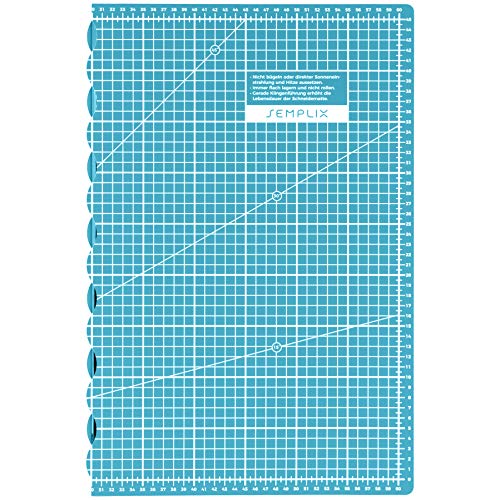 SEMPLIX faltbare Schneidematte A2 - Ideal für Bastel- Näh und Patchworkarbeiten (60 x 45 cm) (grau) (Türkis) von SEMPLIX