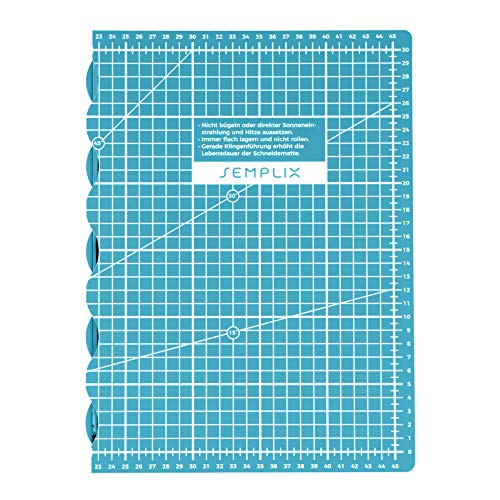 SEMPLIX selbstheilende faltbare Schneidematte A3 in Petrol, Rosa, Dunkelgrau, Türkis, Beere, Hellgrau. Ideal für Bastel- Näh und Patchworkarbeiten (45 x 30 cm) (türkis) von SEMPLIX