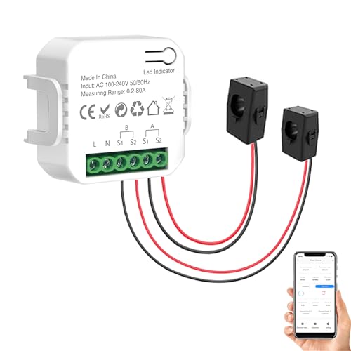 【Intelligenter WLAN-Energiezähler】 Intelligenter Dual-Channel-Energiemonitor, intelligenter Leistungsmesser mit 2 CT-Klemmen, 80 A CT, Fernüberwachung per App, Zeitangaben 【Intelligenter WLAN-Energiezähler】 Intelligenter Dual-Channel-Energiemonitor, intelligenter Leistungsmesser mit 2 CT-Klemmen, 80 A CT, Fernüberwachung per App, Zeitangaben von SENCKIT