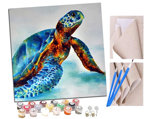 Malen Nach Zahlen Erwachsene Abstraktes Aquarell Schildkröte Tier 2 DIY handgemaltes Ölgemälde Set für Anfänger und Erwachsene, Acrylfarbe, Kindergemälde, Kreative Heimdekoration von SENDJJ