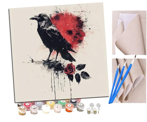 Malen Nach Zahlen Erwachsene Aquarell Krähenrose Graffiti-Effekt (8) DIY handgemaltes Ölgemälde Set für Anfänger und Erwachsene, Acrylfarbe, Kindergemälde, Kreative Heimdekoration von SENDJJ