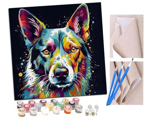 Malen Nach Zahlen Erwachsene Böhmischer Stil Hund bunt (4) DIY handgemaltes Ölgemälde Set für Anfänger und Erwachsene, Acrylfarbe, Kindergemälde, Kreative Heimdekoration, Geschenk, Weihnachten von SENDJJ