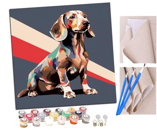 Malen Nach Zahlen Erwachsene Dackel Ganzkörper (3) DIY handgemaltes Ölgemälde Set für Anfänger und Erwachsene, Acrylfarbe, Kindergemälde, Kreative Heimdekoration, Geschenk, Weihnachten von SENDJJ