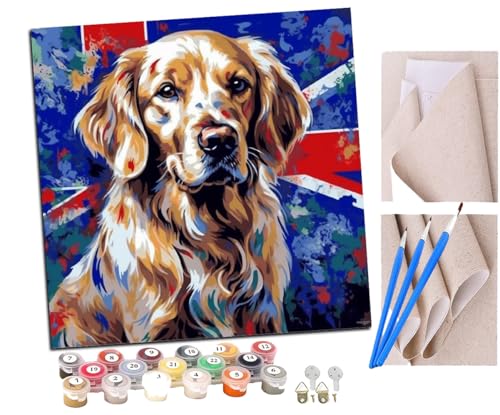 Malen Nach Zahlen Erwachsene Golden Retriever (3) DIY handgemaltes Ölgemälde Set für Anfänger und Erwachsene, Acrylfarbe, Kindergemälde, Kreative Heimdekoration, Geschenk, Weihnachten von SENDJJ