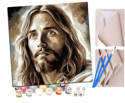 Malen Nach Zahlen Erwachsene Jesus im Heiligen Weiß (3) DIY handgemaltes Ölgemälde Set für Anfänger und Erwachsene, Acrylfarbe, Kindergemälde, Kreative Heimdekoration, Geschenk, Weihnachten von SENDJJ