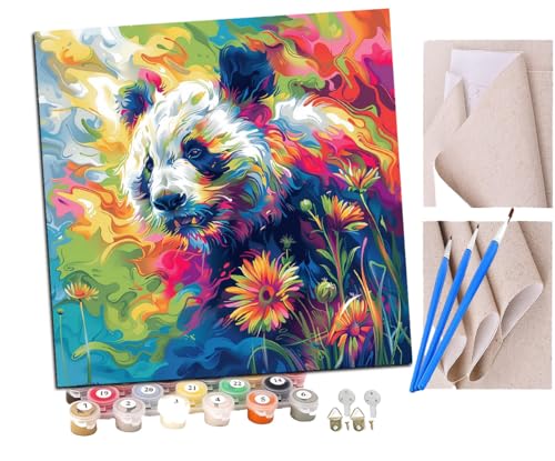 Malen Nach Zahlen Erwachsene Künstlerische Pandablumen(8) DIY handgemaltes Ölgemälde Set für Anfänger und Erwachsene, Acrylfarbe, Kindergemälde, Kreative Heimdekoration, Geschenk, Weihnachten von SENDJJ