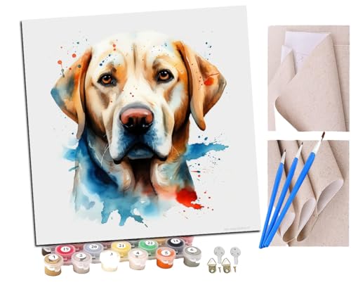 Malen Nach Zahlen Erwachsene Labrador Retriever Flagge (1) DIY handgemaltes Ölgemälde Set für Anfänger und Erwachsene, Acrylfarbe, Kindergemälde, Kreative Heimdekoration, Geschenk, Weihnachten von SENDJJ