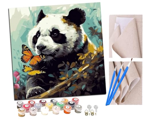 Malen Nach Zahlen Erwachsene Niedliche Tiere Schmetterling und Großer Panda (4) DIY handgemaltes Ölgemälde Set für Anfänger und Erwachsene, Acrylfarbe, Kindergemälde, Kreative Heimdekoration von SENDJJ