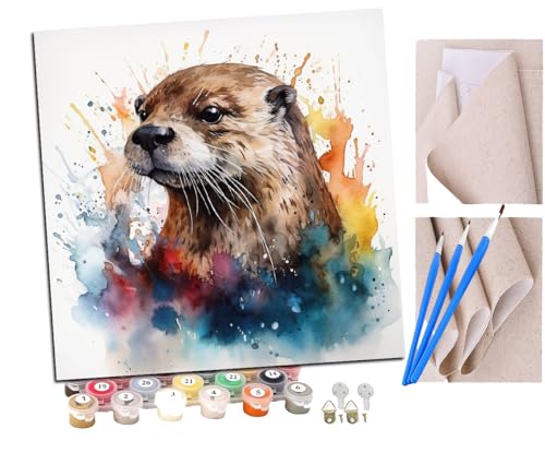 Malen Nach Zahlen Erwachsene Otter Wasser bunte Aquarell (2) DIY handgemaltes Ölgemälde Set für Anfänger und Erwachsene, Acrylfarbe, Kindergemälde, Kreative Heimdekoration, Geschenk, Weihnachten von SENDJJ