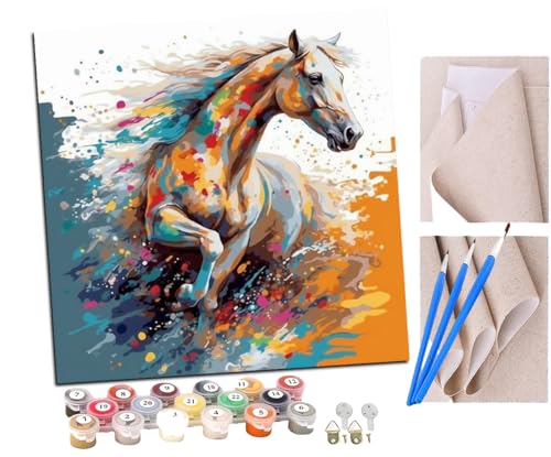 Malen Nach Zahlen Erwachsene Springender Pferdesee (10) DIY handgemaltes Ölgemälde Set für Anfänger und Erwachsene, Acrylfarbe, Kindergemälde, Kreative Heimdekoration, Geschenk, Weihnachten von SENDJJ
