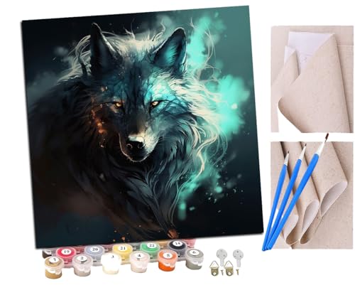 Malen Nach Zahlen Erwachsene Wolf-Anime (3) DIY handgemaltes Ölgemälde Set für Anfänger und Erwachsene, Acrylfarbe, Kindergemälde, Kreative Heimdekoration, Geschenk, Weihnachten von SENDJJ