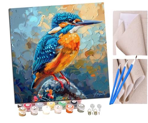 Malen nach Zahlen Kits Erwachsene und Kinder Eisvogel Bunter Vogel (16) DIY Ölgemälde Digitale Leinwand Wandkunst Home Decoration - 40x40CM von SENDJJ