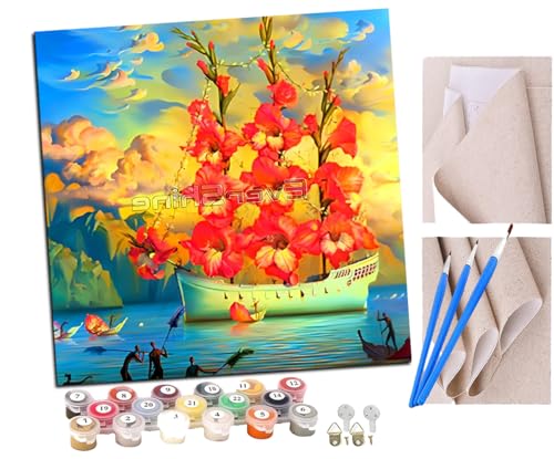 Malen nach Zahlen Rose Blume Schiff Ozean Landschaft Kits für Anfänger Erwachsene DIY Art Decor Handgemalte Malerei nach Zahlen Kreatives Geschenk Home Decoration 16x16 Zoll Malen nach Zahlen Rose Blume Schiff Ozean Landschaft Kits für Anfänger Erwachsene DIY Art Decor Handgemalte Malerei nach Zahlen Kreatives Geschenk Home Decoration 16x16 Zoll von SENDJJ