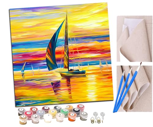 SENDJJ Malen Nach Zahlen Erwachsene Abstraktes goldenes Segelboot DIY Handgemalt Ölgemälde Leinwand Kits Mit Pinsels und Acrylfarbe Als Geschenke und Heimdekoration Ohne Rahmen 40 x 40 cm SENDJJ Malen Nach Zahlen Erwachsene Abstraktes goldenes Segelboot DIY Handgemalt Ölgemälde Leinwand Kits Mit Pinsels und Acrylfarbe Als Geschenke und Heimdekoration Ohne Rahmen 40 x 40 cm von SENDJJ