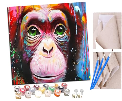 SENDJJ Malen Nach Zahlen Erwachsene Affe (6) Paint by Numbers diy GemäLde Kit mit Pinsel und Acrylfarbe Als Geschenk für Wanddeko Groß 40x40cm von SENDJJ