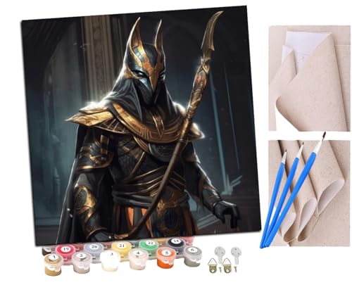 SENDJJ Malen Nach Zahlen Erwachsene Anubis Cyberpunk(2) Paint by Numbers diy GemäLde Kit mit Pinsel und Acrylfarbe Als Geschenk für Wanddeko Groß 40x40cm von SENDJJ