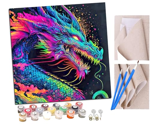 SENDJJ Malen Nach Zahlen Erwachsene Bunter chinesischer Drache Bastelset Erwachsene Gemälde Leinwand 40x40 cm Mit Farbe und Pinsel - Geschenke und Maldekorationen SENDJJ Malen Nach Zahlen Erwachsene Bunter chinesischer Drache Bastelset Erwachsene Gemälde Leinwand 40x40 cm Mit Farbe und Pinsel - Geschenke und Maldekorationen von SENDJJ