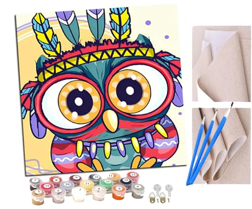 SENDJJ Malen Nach Zahlen Erwachsene Cartoon-indische Eule Paint by Numbers diy GemäLde Kit mit Pinsel und Acrylfarbe Als Geschenk für Wanddeko Groß 40x40cm SENDJJ Malen Nach Zahlen Erwachsene Cartoon-indische Eule Paint by Numbers diy GemäLde Kit mit Pinsel und Acrylfarbe Als Geschenk für Wanddeko Groß 40x40cm von SENDJJ