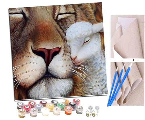 SENDJJ Malen Nach Zahlen Erwachsene Der Löwe und das Lamm Paint by Numbers diy GemäLde Kit mit Pinsel und Acrylfarbe Als Geschenk für Wanddeko Groß 40x40cm SENDJJ Malen Nach Zahlen Erwachsene Der Löwe und das Lamm Paint by Numbers diy GemäLde Kit mit Pinsel und Acrylfarbe Als Geschenk für Wanddeko Groß 40x40cm von SENDJJ