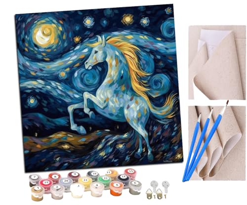SENDJJ Malen Nach Zahlen Erwachsene Einhorn (4) DIY Handgemalt Ölgemälde Leinwand Kits Mit Pinsels und Acrylfarbe Als Geschenke und Heimdekoration Ohne Rahmen 40 x 40 cm von SENDJJ