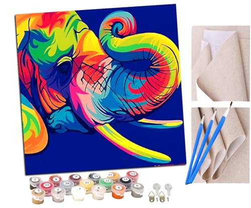 SENDJJ Malen Nach Zahlen Erwachsene Farbige Elefantenkopf Künstlerische Tiere Paint by Numbers diy GemäLde Kit mit Pinsel und Acrylfarbe Als Geschenk für Wanddeko Groß 40x40cm SENDJJ Malen Nach Zahlen Erwachsene Farbige Elefantenkopf Künstlerische Tiere Paint by Numbers diy GemäLde Kit mit Pinsel und Acrylfarbe Als Geschenk für Wanddeko Groß 40x40cm von SENDJJ