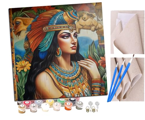 SENDJJ Malen Nach Zahlen Erwachsene Kleopatra Wandbild (5) DIY Handgemalt Ölgemälde Leinwand Kits Mit Pinsels und Acrylfarbe Als Geschenke und Heimdekoration Ohne Rahmen 40 x 40 cm von SENDJJ