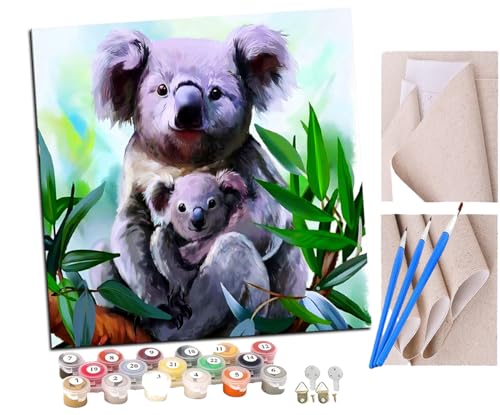 SENDJJ Malen Nach Zahlen Erwachsene Koalabär und Baby Paint by Numbers diy GemäLde Kit mit Pinsel und Acrylfarbe Als Geschenk für Wanddeko Groß 40x40cm von SENDJJ
