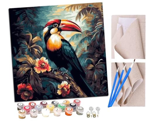 SENDJJ Malen Nach Zahlen Erwachsene Kreuzvogel (2) Paint by Numbers diy GemäLde Kit mit Pinsel und Acrylfarbe Als Geschenk für Wanddeko Groß 40x40cm von SENDJJ